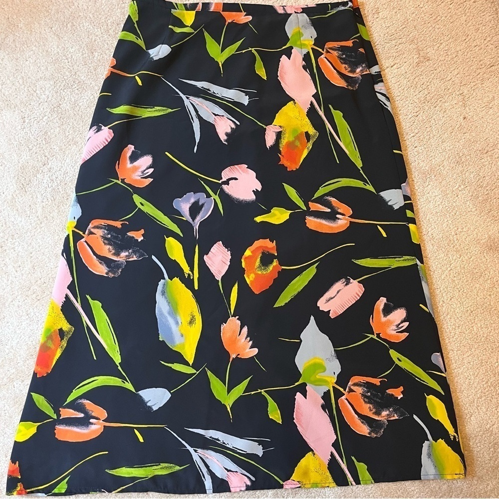 Vintage Vibrant Floral Print Skirt